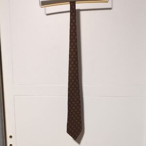 Gucci 100% Silk Brown Necktie w/ Gold "G"s